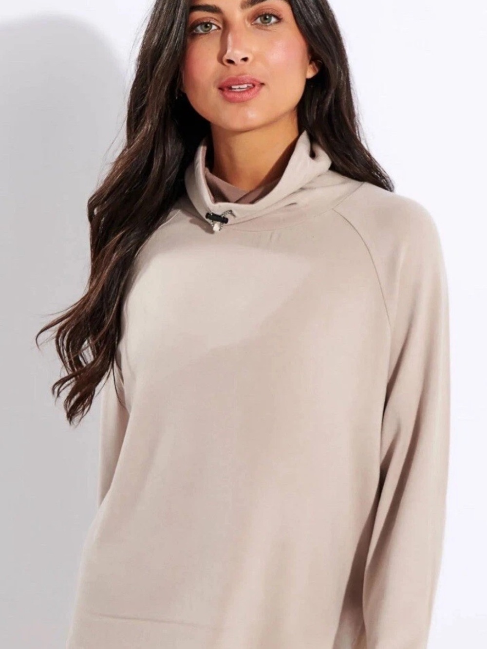 Varley Varley Adkisson Cozy Funnel Neck Sweater in Taupe. Beautiful for fall!
